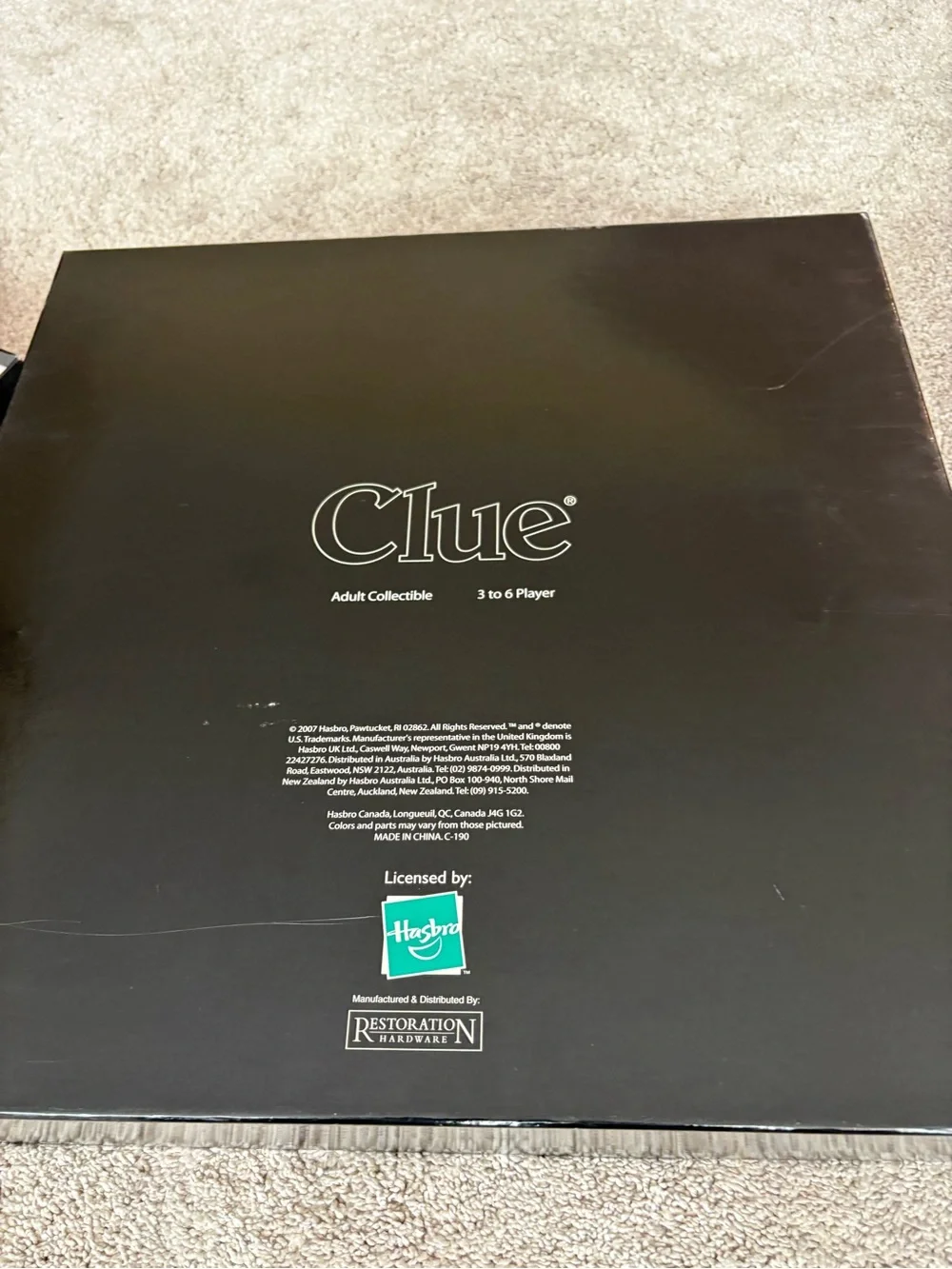 Clue Collector’s Edition Restoration Hardware Hasbro 3D Wood Board Game 2007 NIB